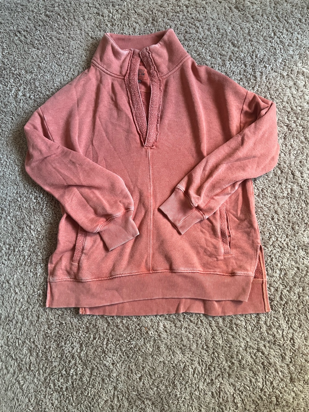 American Eagle Coral Half-Zip Pullover Sweater